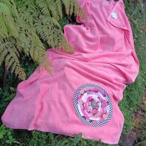 Toalha Rosa/Preto/Branco